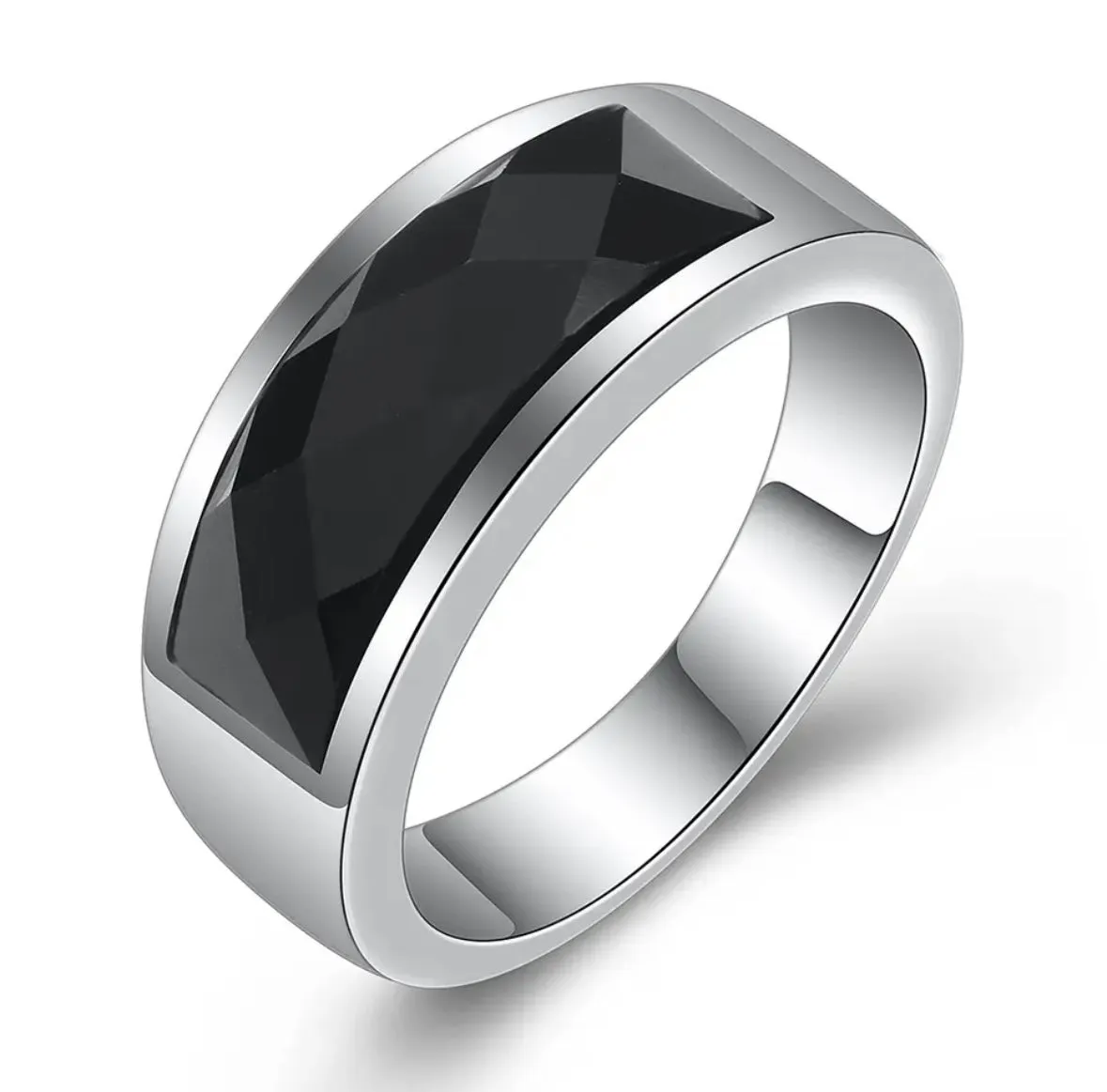 Slim Semi Precious Stone Ring for Men Stainless Steel