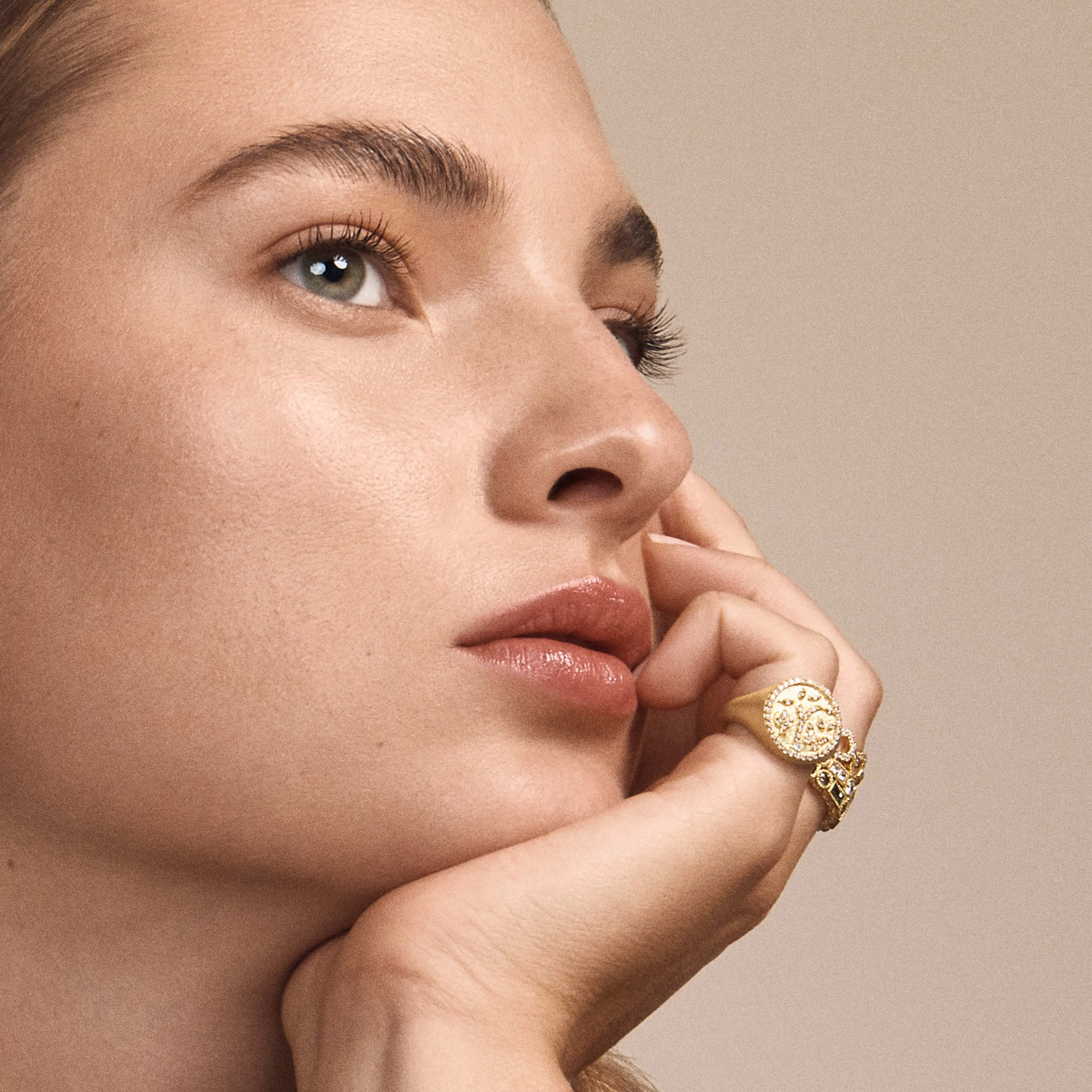 Small Tree of Life Diamond Signet Ring