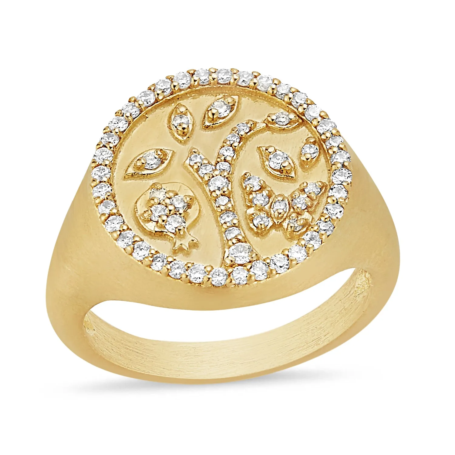 Small Tree of Life Diamond Signet Ring
