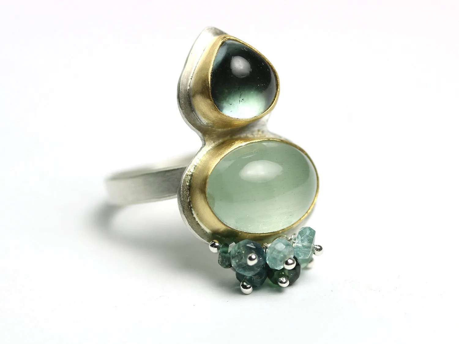 sold - Indicolite Tourmaline and Aquamarine Ring Size 8 1/2