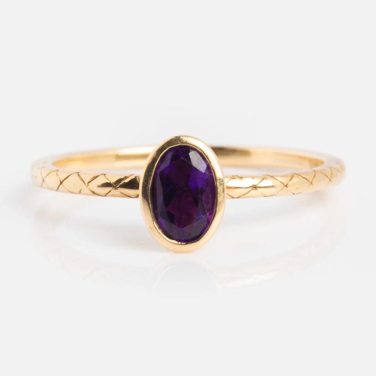 Solid Gold Amethyst Trio Ring Set