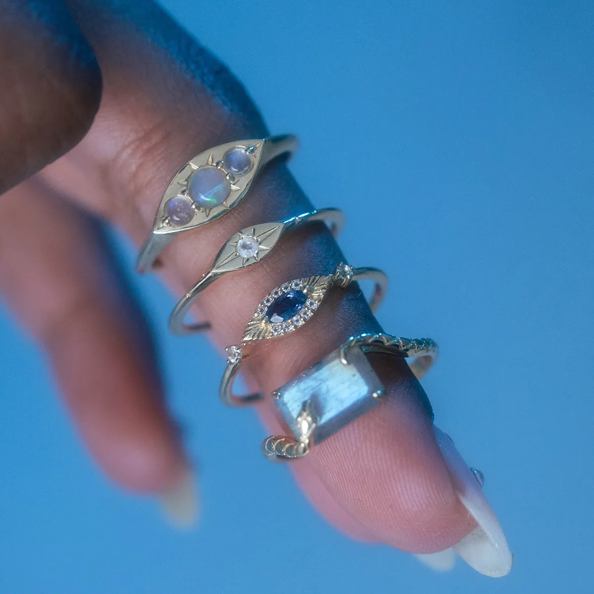 Solid Gold Opal Evil Eye Signet Ring
