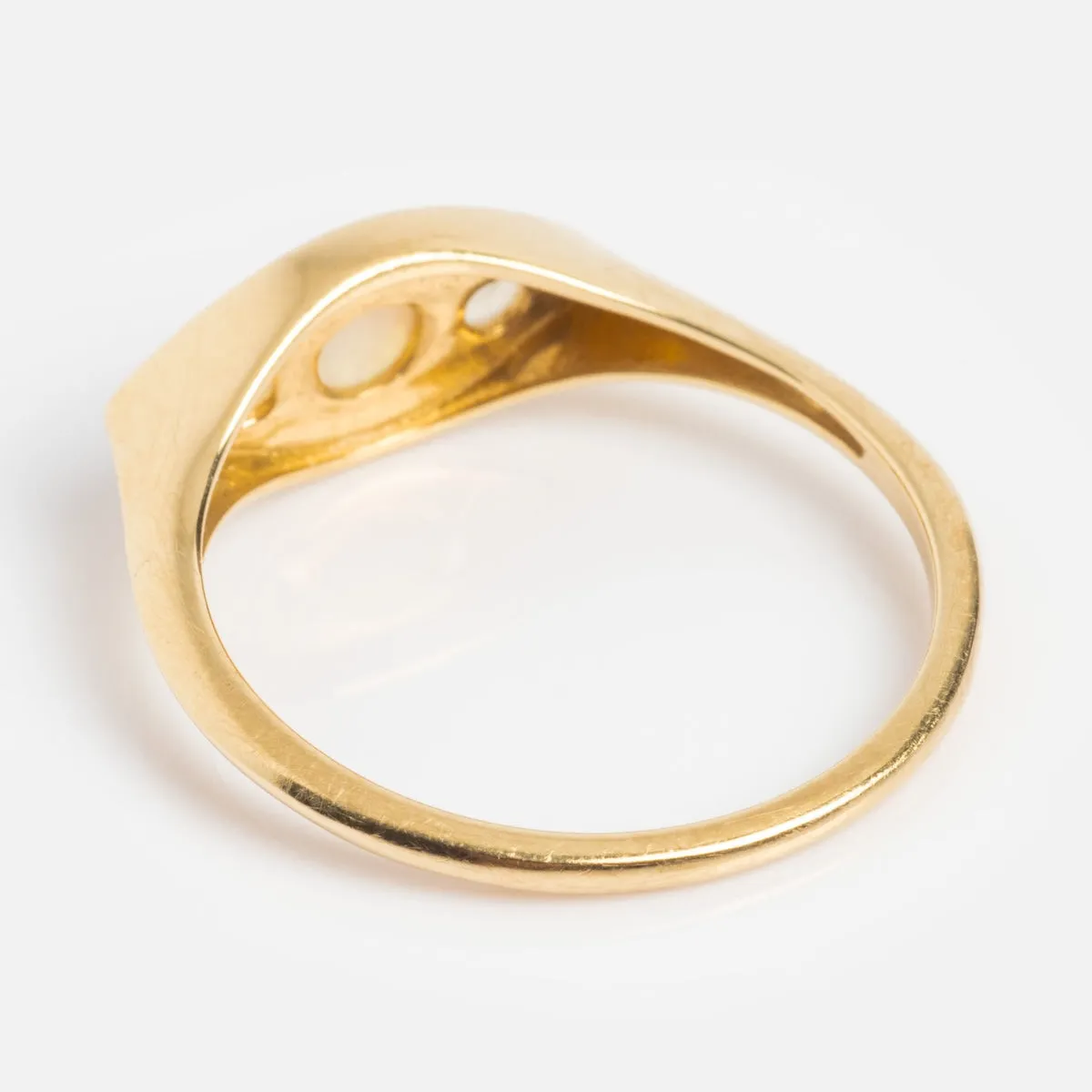 Solid Gold Opal Evil Eye Signet Ring