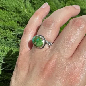 Sonoran Gold Turquoise Ring with Faery Ring Band in Sterling Silver - Size 7
