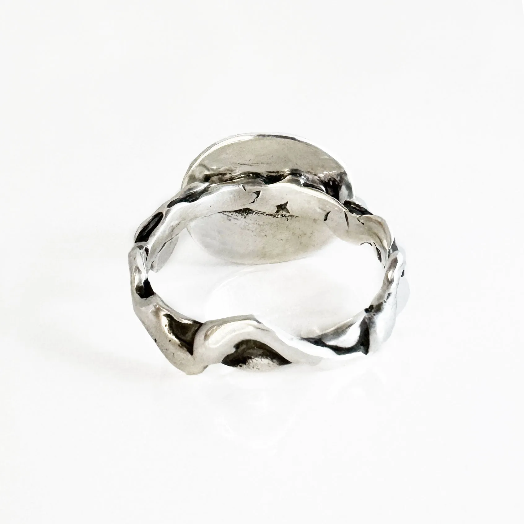 Sonoran Gold Turquoise Ring with Faery Ring Band in Sterling Silver - Size 7