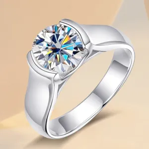 Sparking 2CT Round Moissanite Ring For Women Wedding Jewelry