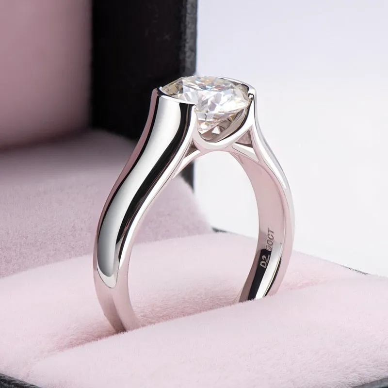 Sparking 2CT Round Moissanite Ring For Women Wedding Jewelry