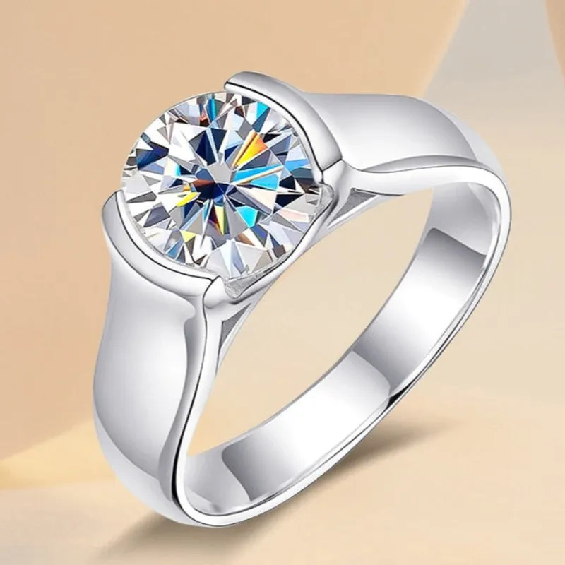 Sparking 2CT Round Moissanite Ring For Women Wedding Jewelry