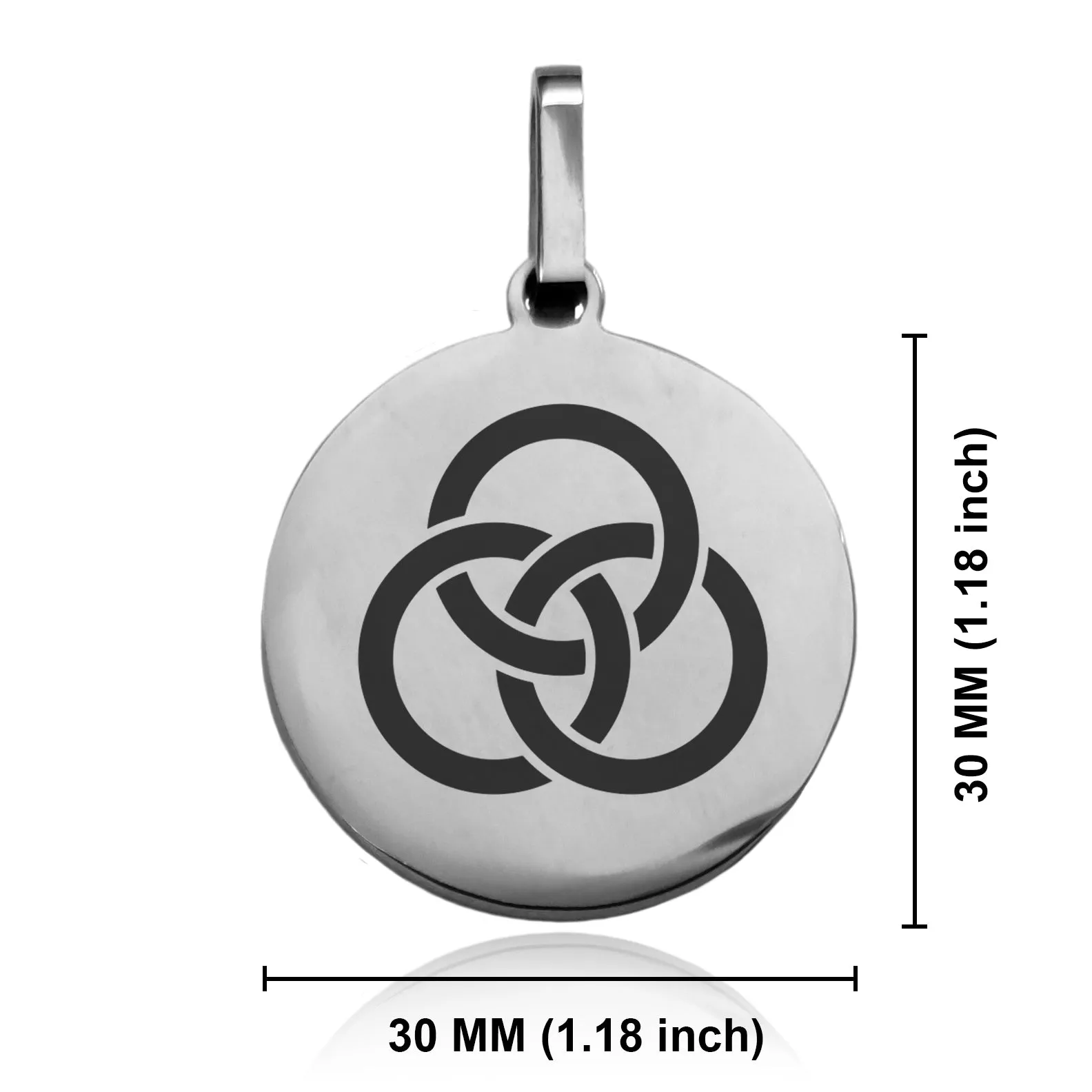 Stainless Steel Religious Trinity Borromean Rings Round Medallion Keychain