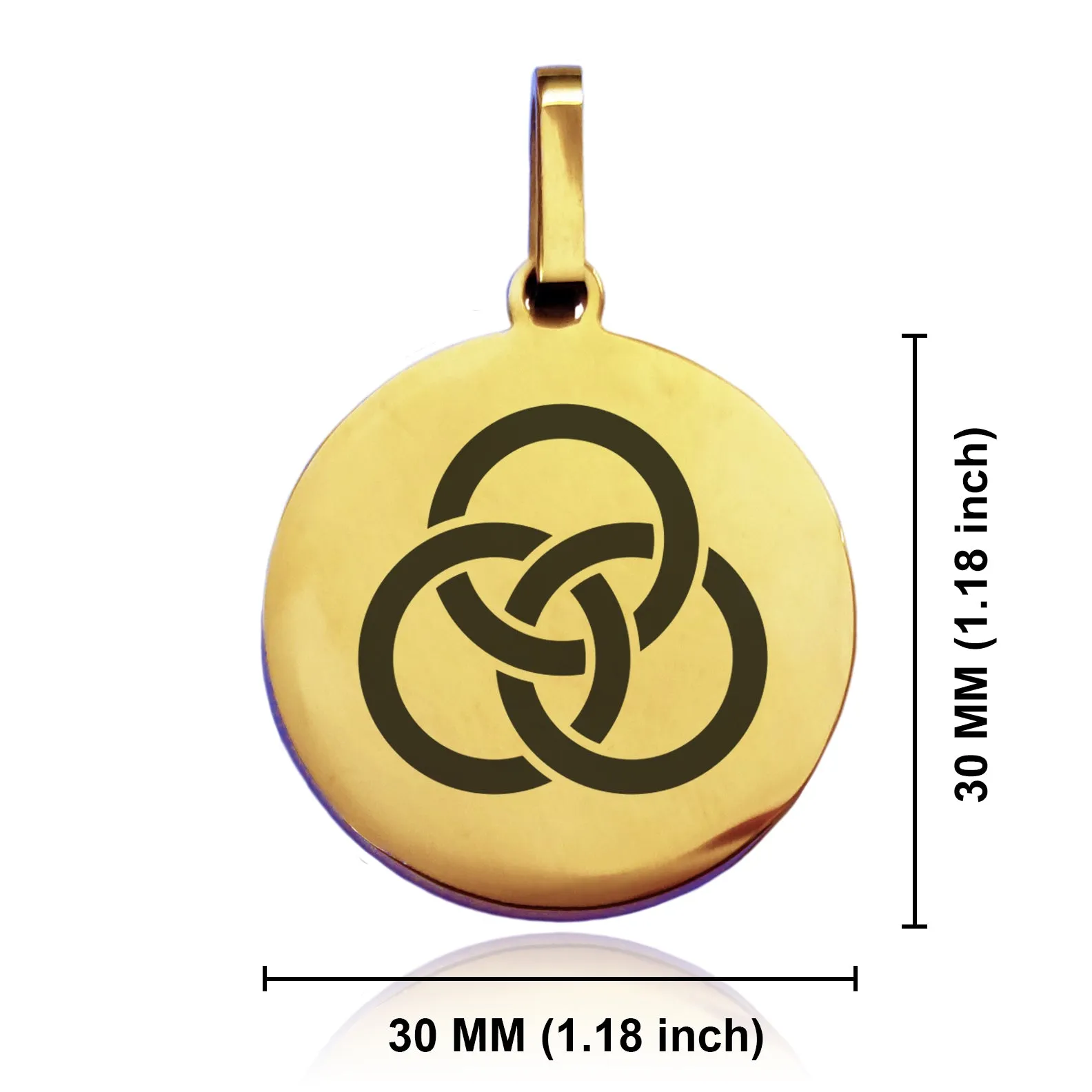 Stainless Steel Religious Trinity Borromean Rings Round Medallion Keychain