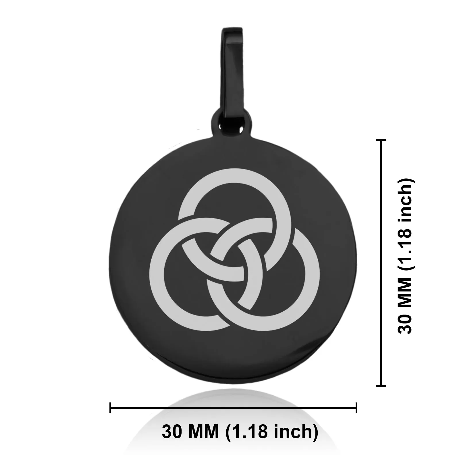 Stainless Steel Religious Trinity Borromean Rings Round Medallion Keychain