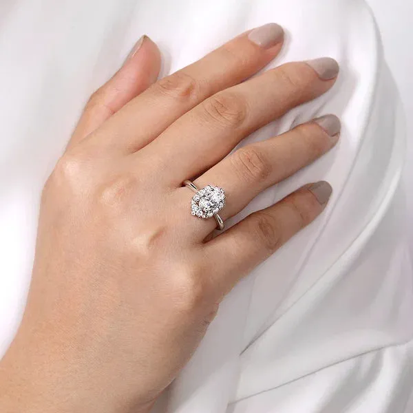 Starburst Oval Diamond Engagement Ring Mounting