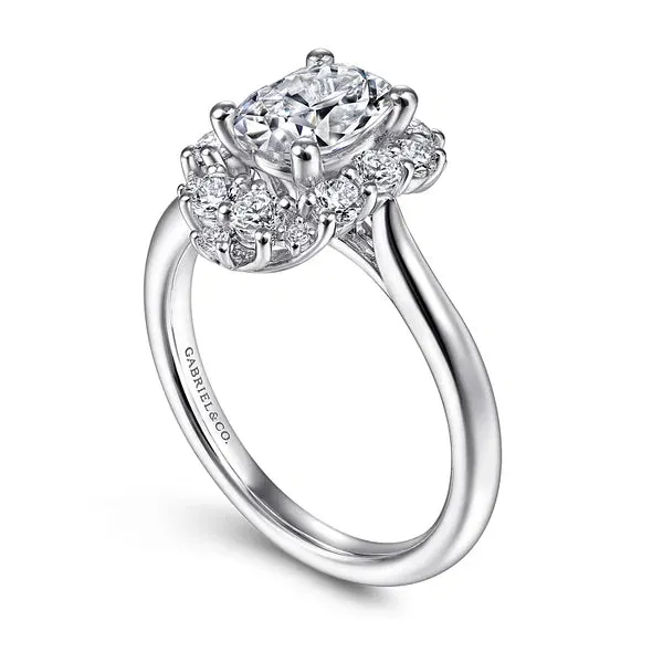 Starburst Oval Diamond Engagement Ring Mounting