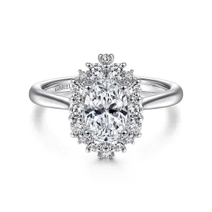 Starburst Oval Diamond Engagement Ring Mounting