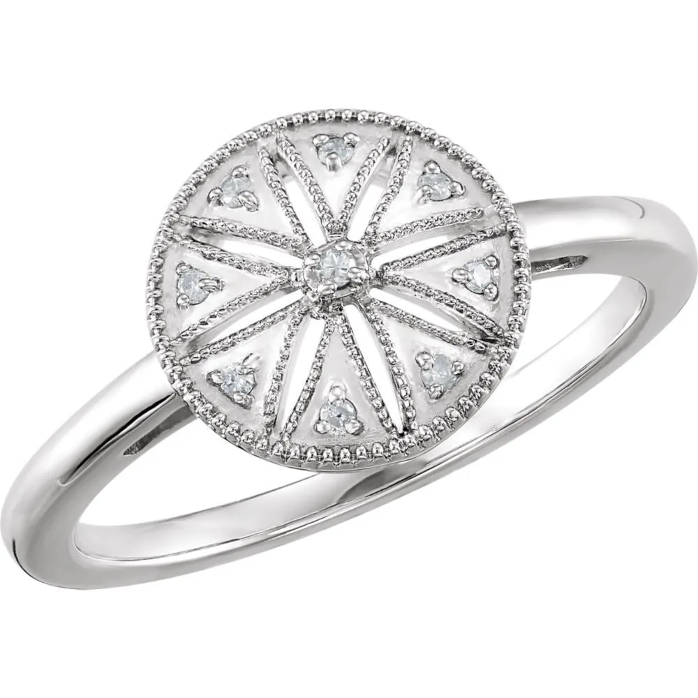 Sterling Silver .04 CTW Diamond Ring Size 7