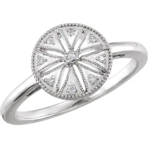 Sterling Silver .04 CTW Diamond Ring Size 7