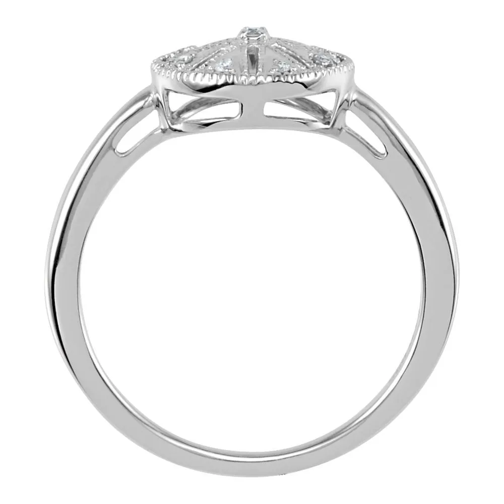 Sterling Silver .04 CTW Diamond Ring Size 7