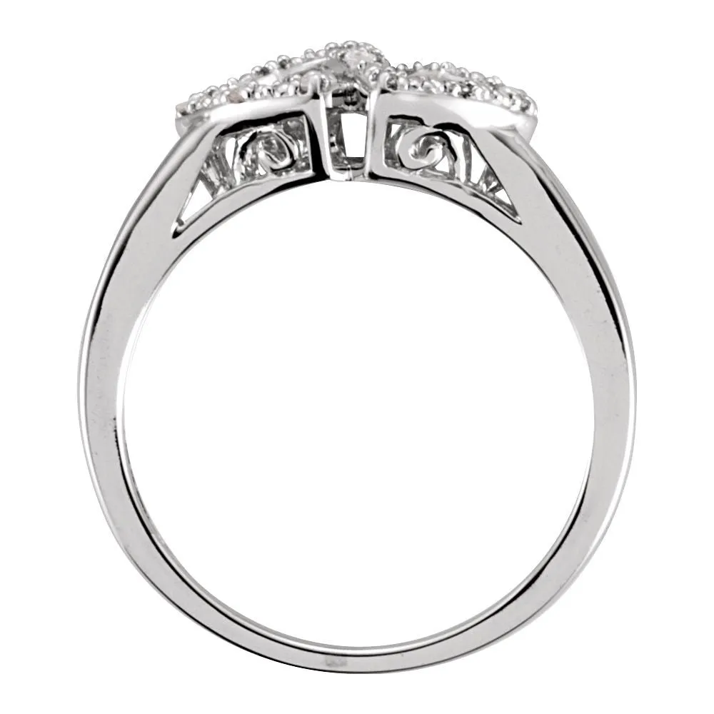 Sterling Silver .05 CTW Diamond Double Heart Design Ring Size 8