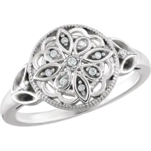 Sterling Silver .06 CTW Diamond Ring Size 7