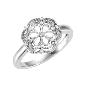 Sterling Silver .08 CTW Diamond Ring Size 5