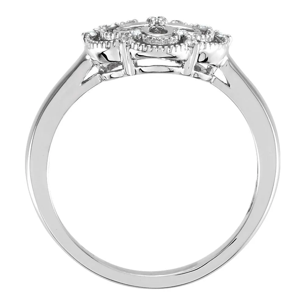 Sterling Silver .08 CTW Diamond Ring Size 5