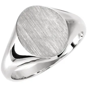 Sterling Silver 12x10mm Oval Signet Ring, Size 7