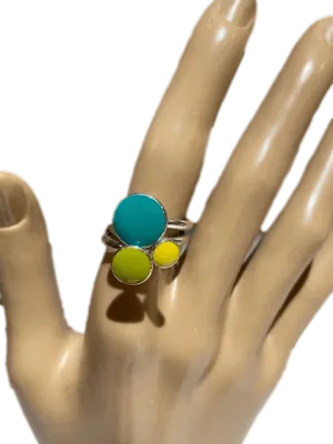 Sterling Silver and Enamel Triple Cluster Rings