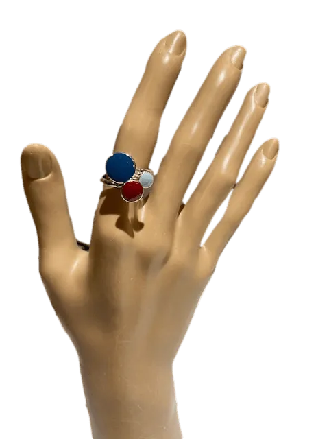 Sterling Silver and Enamel Triple Cluster Rings