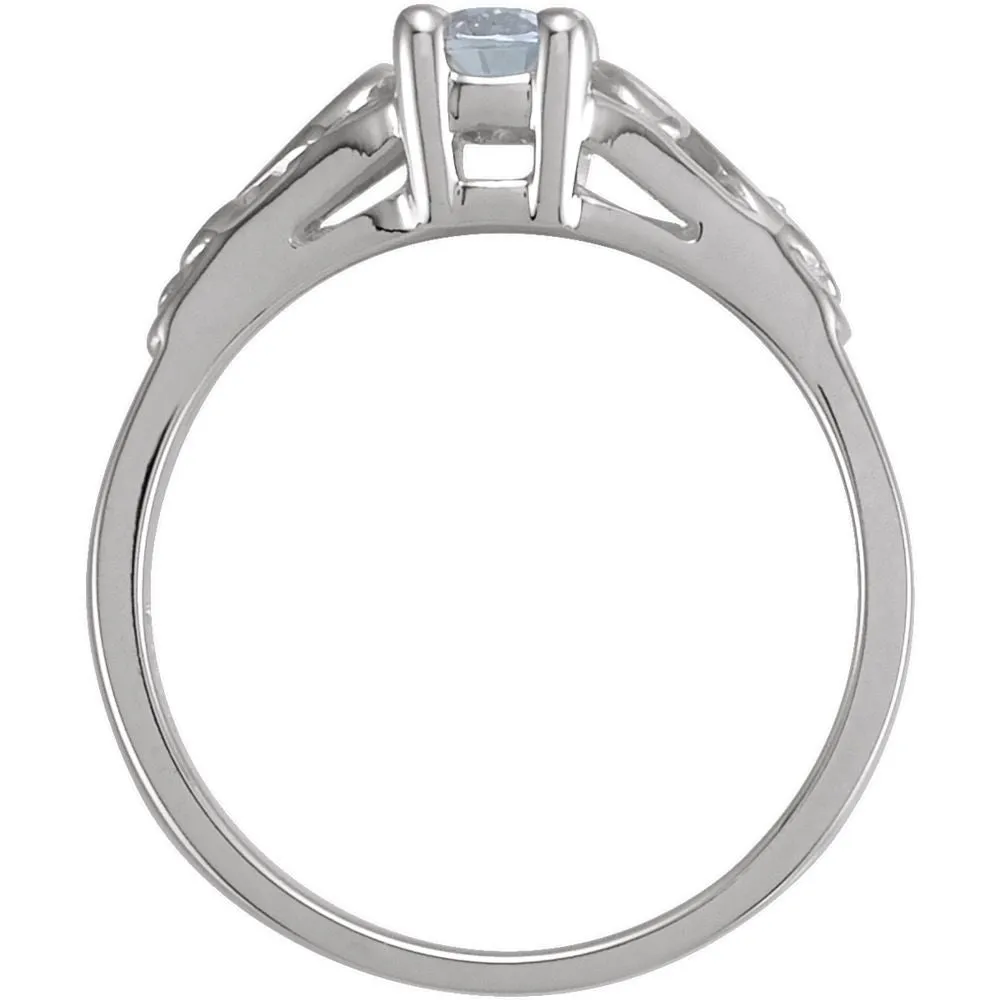 Sterling Silver April Imitation Birthstone Ring , Size 5