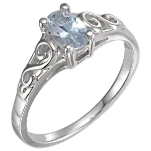 Sterling Silver April Imitation Birthstone Ring , Size 5