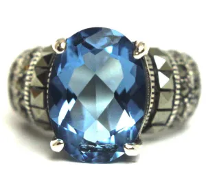 Sterling Silver Aquamarine Ring Size 6