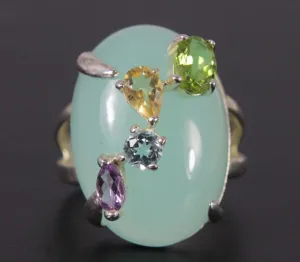 Sterling Silver Aquamarine Ring Size 8