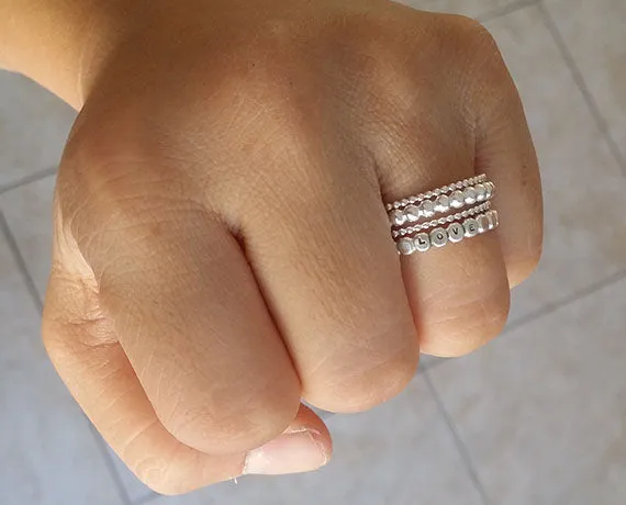 Sterling Silver Bead Ring Set (S0610)