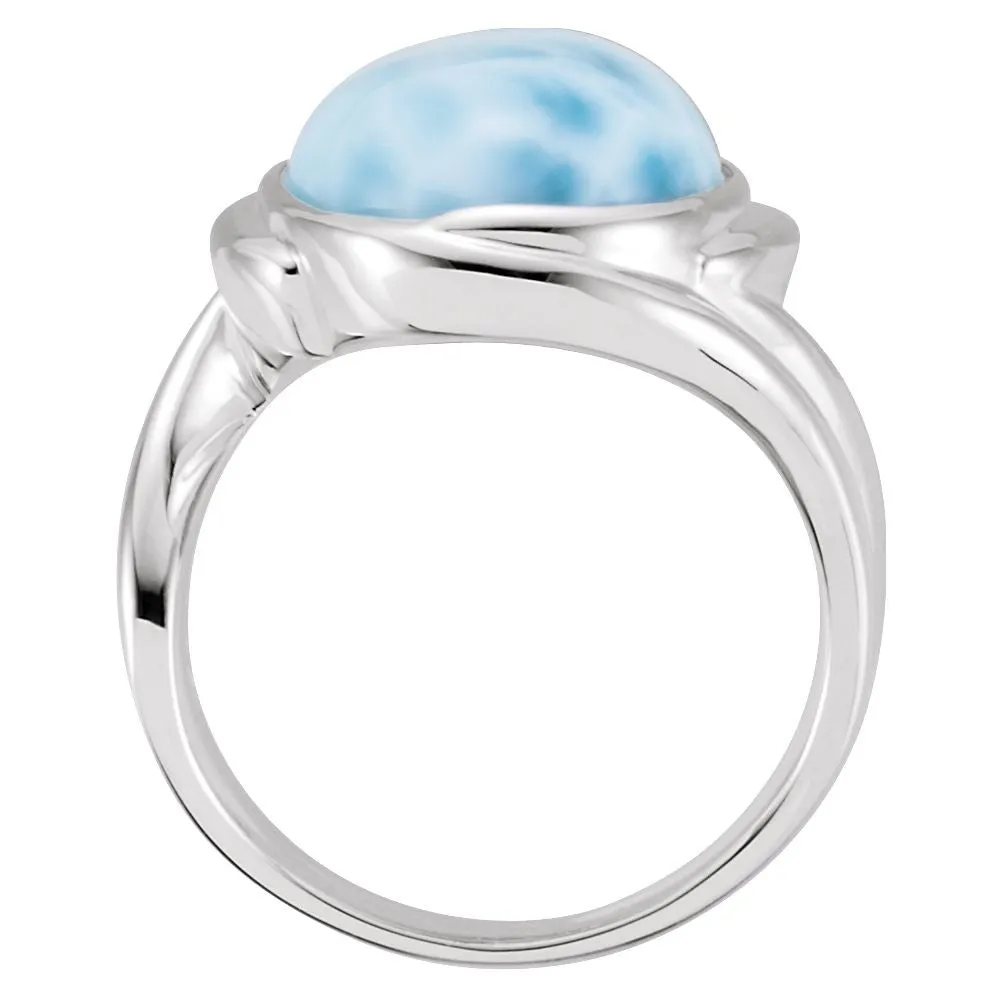 Sterling Silver Cabochon Larimar Ring, Size 7