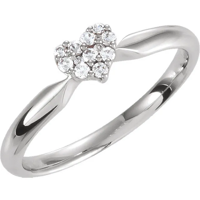 Sterling Silver Cubic Zirconia Heart Ring Size 7