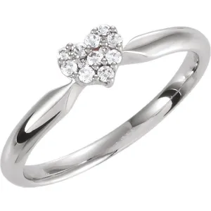Sterling Silver Cubic Zirconia Heart Ring Size 7
