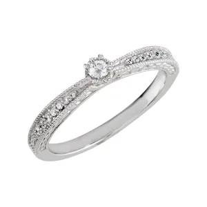 Sterling Silver Cubic Zirconia Vintage-Inspired Milgrain Ring Size 7