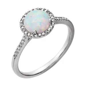Sterling Silver Lab-Grown Opal & .01 CTW Diamond Ring, Size 7
