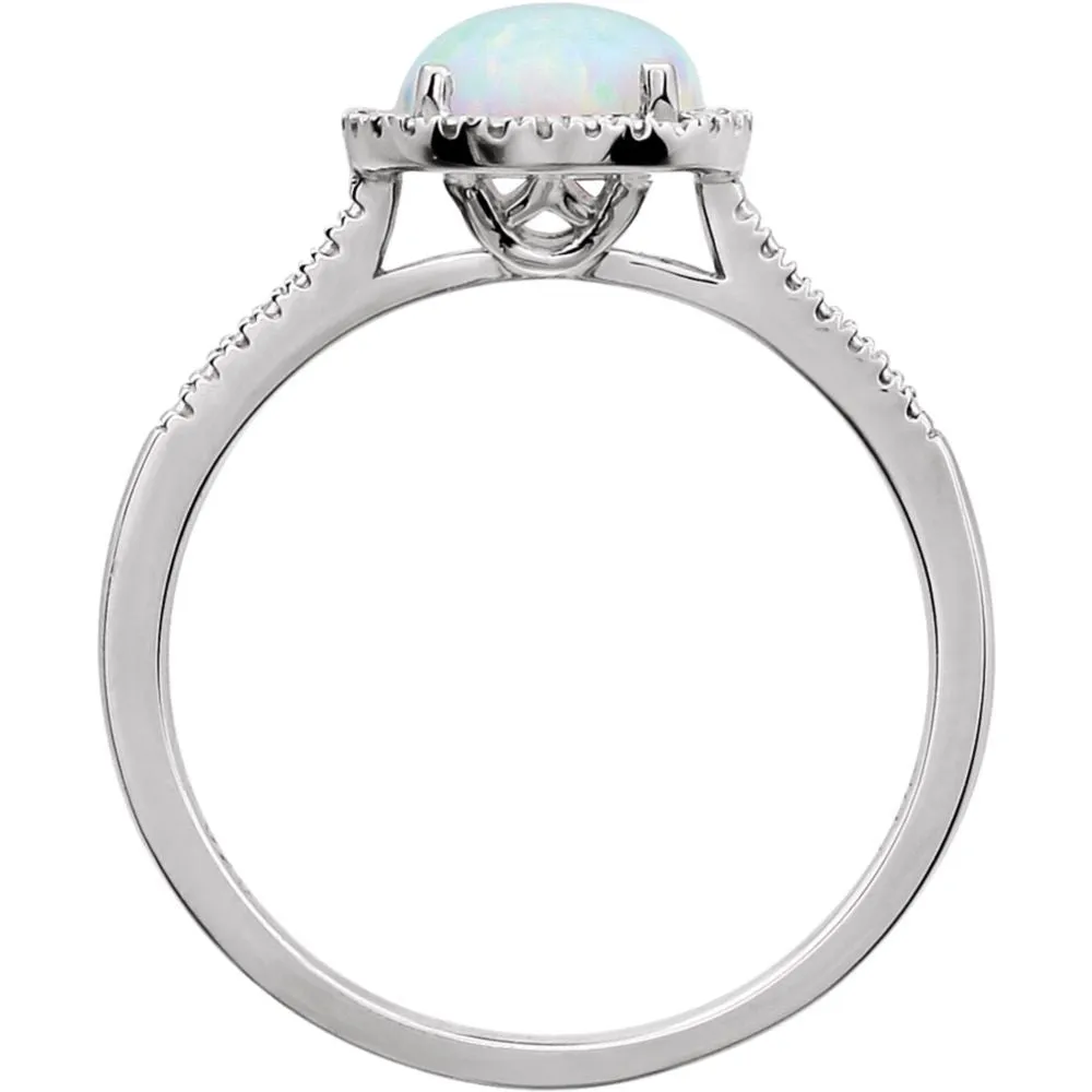 Sterling Silver Lab-Grown Opal & .01 CTW Diamond Ring, Size 7