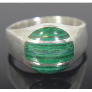 Sterling Silver Malachite Ring Size 12.5