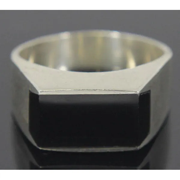 Sterling Silver Onyx Ring Size 13.5