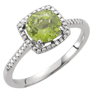 Sterling Silver Peridot & .01 CTW Diamond Ring, Size 6
