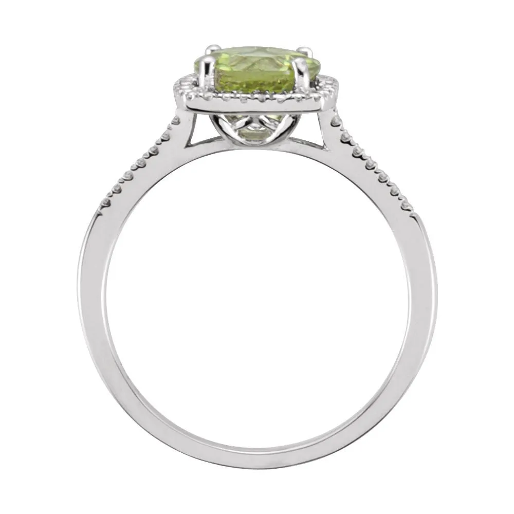 Sterling Silver Peridot & .01 CTW Diamond Ring, Size 6