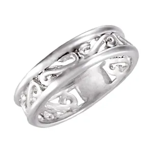 Sterling Silver Polish Finish Scroll Band Size 6