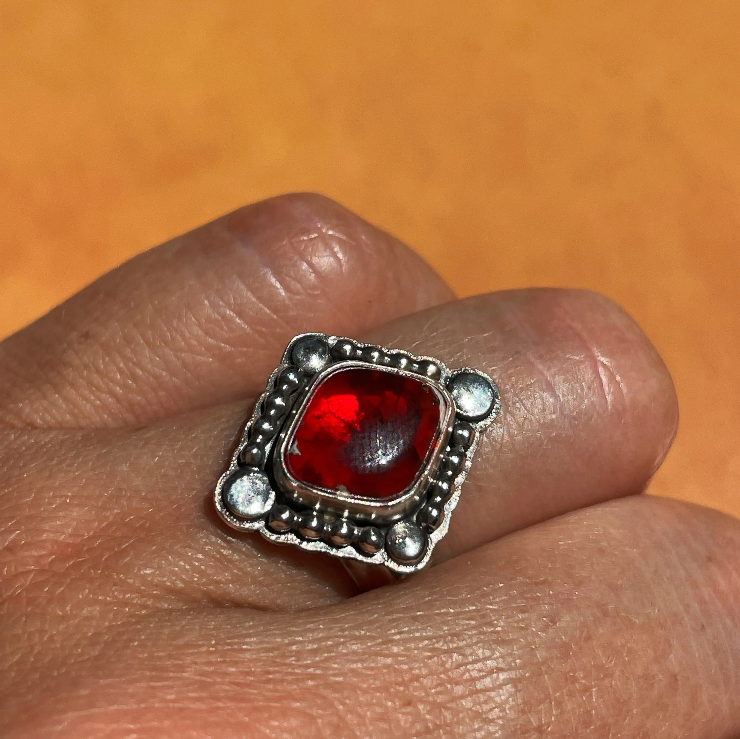 Summer Sunset Fire Opal Ring - Size 5.25
