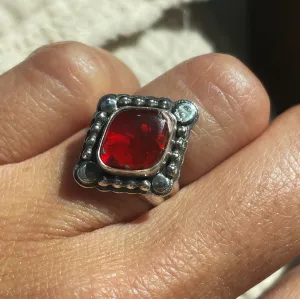Summer Sunset Fire Opal Ring - Size 5.25