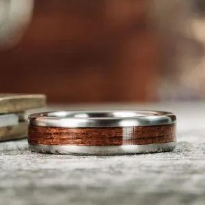 The North Carolina Teak | Men's Titanium Wedding Band with USS North Carolina Battleship Teak Wood