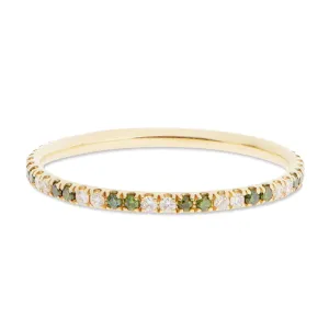 Thread Band Yellow Gold White Diamond & Green Diamond