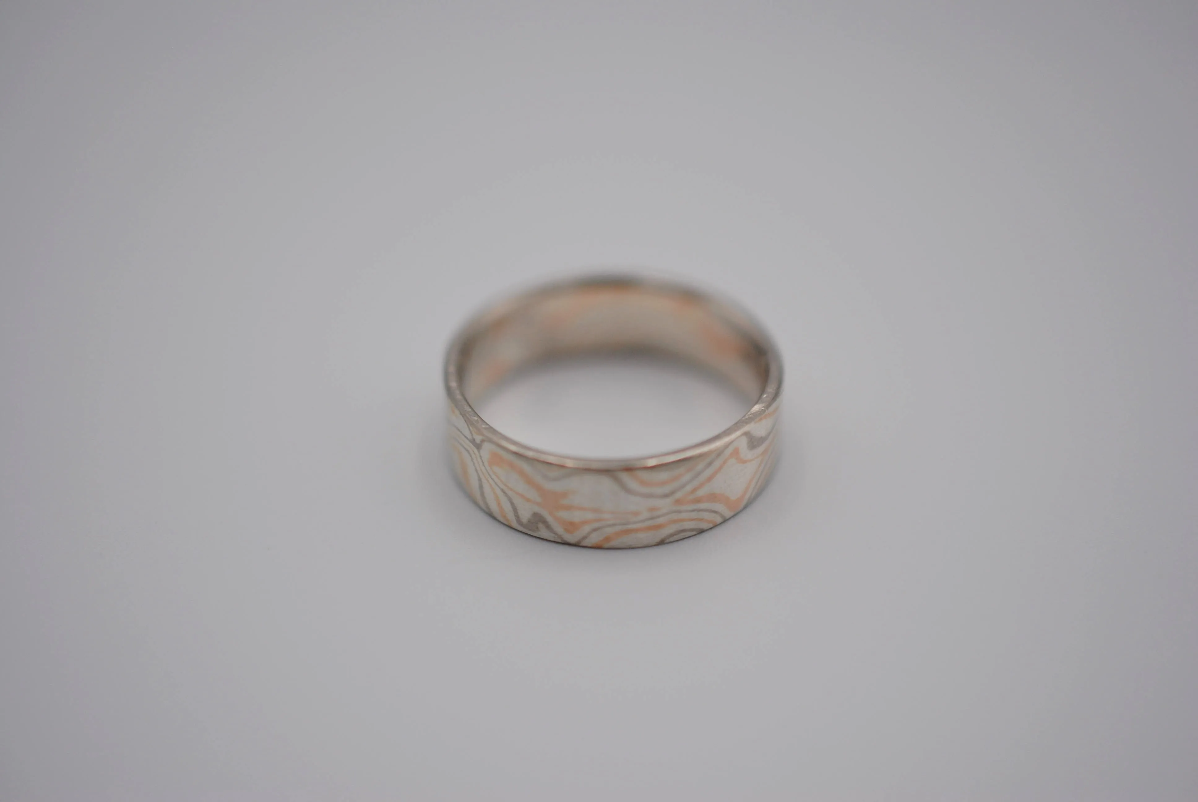 Three Tone Gold Mokume Gane His and Her Band