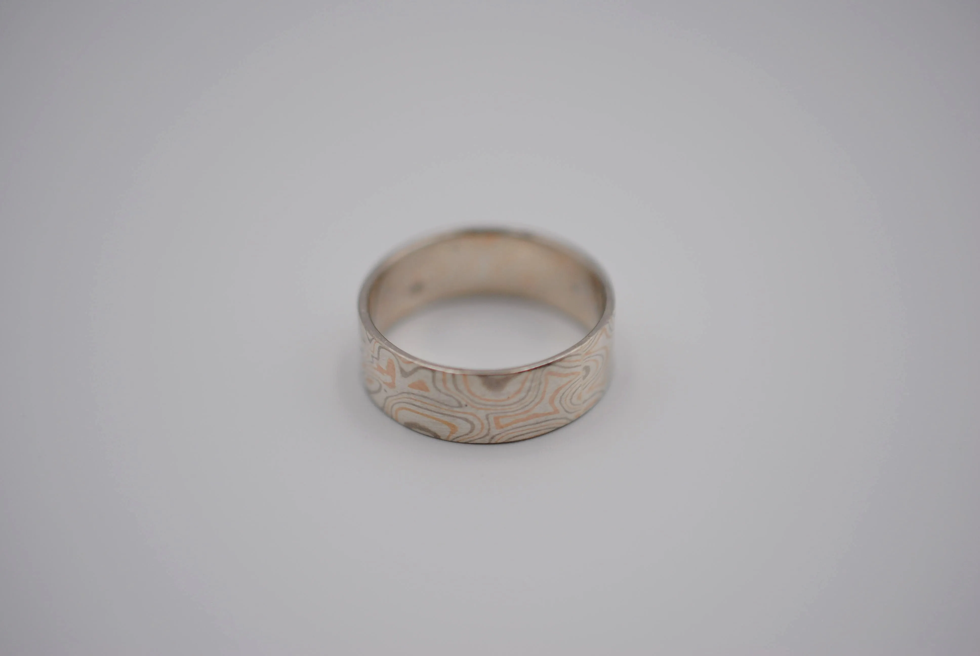 Three Tone Gold Mokume Gane His and Her Band